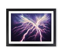 Painted Lightning Storm Vol.3 Framed Print | A4 Black Framed Wall Art | Ready to Hang | Modern Landscape Picture | Living Room Bedroom Lounge Office