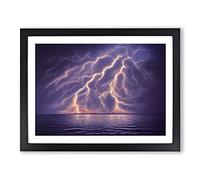 Painted Lightning Storm Vol.5 Framed Print | A3 Black Framed Wall Art | Ready to Hang | Modern Landscape Picture | Living Room Bedroom Lounge Office