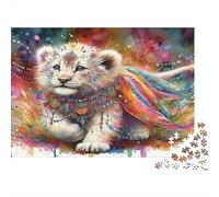 Painted Lion Cub 1000 Piece Jigsaw Puzzle Paper for Adults Colorful Art Focus Family Relaxation Gift 52x38cm/1000pcs