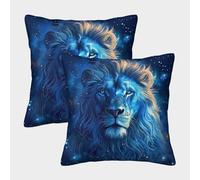 Painted Lion Cushion Covers Set of 2, Living Room Sofa Cushion Case Animal Pillowcases, Square Throw Pillow Case For Outdoor Patio Garden Farmhouse Decor 50x50cm