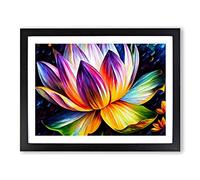 Painted Lotus Flower Vol.2 Abstract H1022 Framed Print for Living Room Bedroom Home Office Décor, Wall Art Picture Ready to Hang, Black A2 Frame (64 x 46 cm)