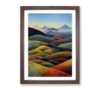 Painted Mountain Landscape No.2 Framed Print | A3 Walnut Framed Wall Art | Ready to Hang | Modern Landscape Picture | Living Room Bedroom Lounge Office