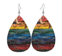Painted national flag Women's Teardrop Leather Earrings - Lightweight PVC Dangle Earrings, 925 Silver Hooks, Double-Sided Prints | Hypoallergenic Gift
