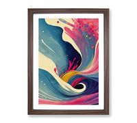 Painted Ocean Wave No.2 Abstract Framed Print | A4 Walnut Framed Wall Art | Ready to Hang | Abstract Nautical Picture | Living Room Bedroom Lounge Office