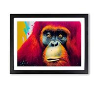 Painted Orangutan Framed Print | A4 Black Framed Wall Art | Ready to Hang | Modern Animal Picture | Living Room Bedroom Lounge Office