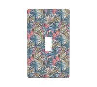 Painted Palm Leaf Parrot Wall Plate Covers, 1- Gang Wall Plates Standard Size 4.5" x 2.76", Decorative Toggle Light Switch Cover Plate Outlet Covers, Polycarbonate Thermoplastic
