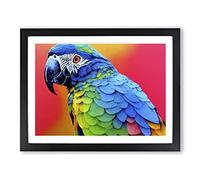 Painted Parrot Vol.1 Framed Print | A4 Black Framed Wall Art | Ready to Hang | Modern Animal Picture | Living Room Bedroom Lounge Office
