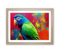 Painted Parrot Vol.2 Framed Print | A3 Oak Framed Wall Art | Ready to Hang | Modern Animal Picture | Living Room Bedroom Lounge Office