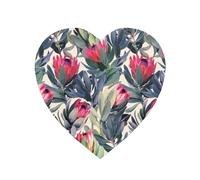 Painted Protea Pattern On White Background, Heart Shape Soft Magnetic Fridge Magnets Magnetic Refrigerator Sticker 1pc