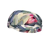 Painted Protea Pattern On White BackgroundHair Bands for Men Woman Headband Running Headband Sweat Wicking Gym