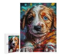 Painted Pup's Gaze Decorative Jigsaw for Grown-Ups, 500 PCS - New Year Puzzle Gift; for Shared Table Time