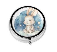 Painted Rabbit Pill Box with Mirror, 3 Compartment Small Pill Case for Purse Or Pocket Mini Metal Pill Holder Travel Weekly Medicine Tablet Vitamin Holder Organizer Travel Gifts