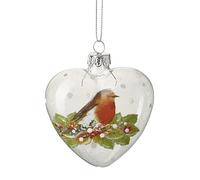 Painted Robin Glass Heart Bauble by Heaven Sends
