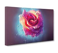 Painted Rose Flower Vol.2 Canvas Print | Gallery Wrapped 30mm Frame Wall Art | 30x20 inches | Ready to Hang | Contemporary Floral Picture | Living Room Bedroom Lounge Office