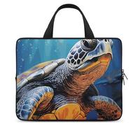 Painted Sea Turtle Laptop Sleeve Ultra-Thin, Waterproof 12inch Laptop Bags, Portable Protective Computer Bag with Hand Strap