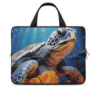 Painted Sea Turtle Laptop Sleeve Ultra-Thin, Waterproof 13inch Laptop Bags, Portable Protective Computer Bag with Hand Strap