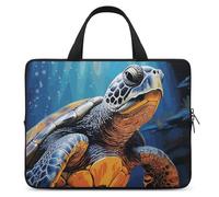 Painted Sea Turtle Laptop Sleeve Ultra-Thin, Waterproof 15inch Laptop Bags, Portable Protective Computer Bag with Hand Strap