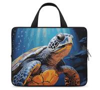 Painted Sea Turtle Laptop Sleeve Ultra-Thin, Waterproof 17inch Laptop Bags, Portable Protective Computer Bag with Hand Strap