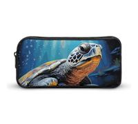 Painted Sea Turtle Pencil Case Large Capacity, Minimalist Pencil Pouch, Lightweight & Durable Small Storage Bag for Office Supplies Organizer