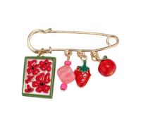 Painted Strawberry Fruit Brooch with Reinforced Pin Suitable for Various Outfits Fashion Accessories Alloy Vintage Floral Pin, One Size, as described, as described