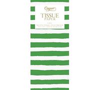 Painted Stripe Green White Printed Caspari Tissue Wrapping Paper - 4 Sheets
