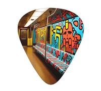 Painted subway Guitar picks in thin, medium, and thick sizes, 12-piece set, suitable for electric guitar and various instruments