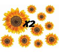 Painted Sunflower Flower Decals Car Stickers Graphics Nursery Wall Window Decorations Art 10 Pack (20)