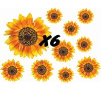 Painted Sunflower Flower Decals Car Stickers Graphics Nursery Wall Window Decorations Art 10 Pack (60)