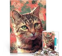 Painted Tabby Cat PortraitJigsaw Puzzles for Adults 1000 Piece Hand speed competition is ideal as a gift for the whole family 38x26cm