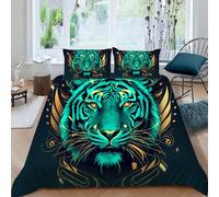 Painted Tiger Duvet Cover 90" x 90", Bedding Set Abstract Art 3D Printed Comforter Cover for Boys Girls Children Teens Bedroom Decor Cover Queen Size with 2 Pillow Case (No Comforter) (Dz3454)