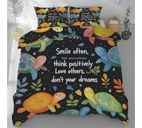 Painted Turtle Leaves Super King Size Duvet Cover Sets - 3Pcs Marine Life Sea Turtle Reversible Bedding Set for Softness & Comfort - Quilt Cover Set 240x260cm for All Seasons With Zipper Closure