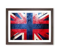 Painted Union Jack Flag Vol.1 Abstract Framed Print | A3 Walnut Framed Wall Art | Ready to Hang | Abstract Flag Picture | Living Room Bedroom Lounge Office