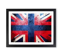Painted Union Jack Flag Vol.1 Abstract H1022 Framed Print for Living Room Bedroom Home Office Décor, Wall Art Picture Ready to Hang, Black A2 Frame (64 x 46 cm)