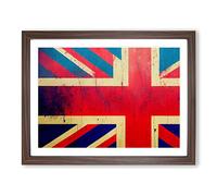 Painted Union Jack Flag Vol.2 Abstract Framed Print | A2 Walnut Framed Wall Art | Ready to Hang | Abstract Flag Picture | Living Room Bedroom Lounge Office