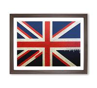 Painted Union Jack Flag Vol.3 Abstract Framed Print | A4 Walnut Framed Wall Art | Ready to Hang | Abstract Flag Picture | Living Room Bedroom Lounge Office
