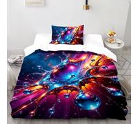 Painted Water Droplets Quilt Cover Art Animal Comforter Cover 2 Pieces Ultra Soft Microfiber for Kids Boys Girls Teens with Zipper Closure Single(135x200cm)