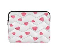 Painted Watercolor Pink Hearts White Case Laptop, Quilted Laptop Cover 15 Inch for Women