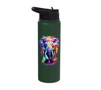 Painted Watercolour Elephant Stainless Steel Insulated Water Bottle