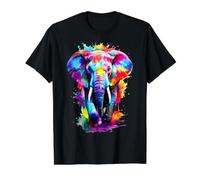 Painted Watercolour Elephant Value Graphic T-Shirt, Men, Black, M