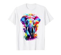 Painted Watercolour Elephant Value Graphic T-Shirt, Men, White, M