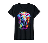 Painted Watercolour Elephant Value Graphic T-Shirt, Women, Black, M