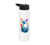 Painted Watercolour Mermaid Tail Stainless Steel Insulated Water Bottle