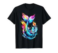 Painted Watercolour Mermaid Tail Value Graphic T-Shirt, Men, Black, S