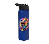 Painted Watercolour Roaring Pride Lion Stainless Steel Insulated Water Bottle