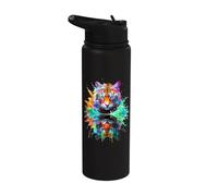 Painted Watercolour Tiger Stainless Steel Insulated Water Bottle
