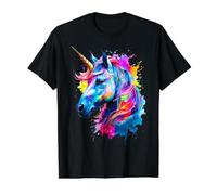Painted Watercolour Unicorn Value Graphic T-Shirt, Men, Black, M