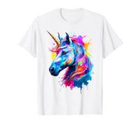 Painted Watercolour Unicorn Value Graphic T-Shirt, Men, White, M