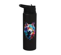 Painted Watercolour Wolf Stainless Steel Insulated Water Bottle