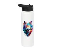 Painted Watercolour Wolf Stainless Steel Insulated Water Bottle