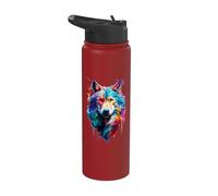 Painted Watercolour Wolf Stainless Steel Insulated Water Bottle